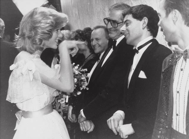 Princess Diana and Rowan Atkinson, 1984.
