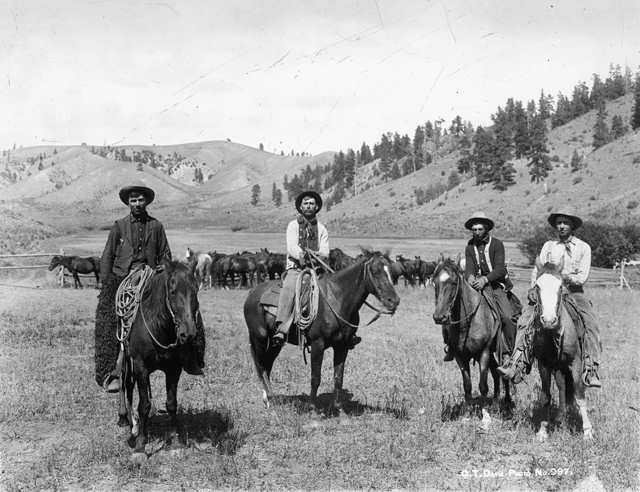 True Cowboys. These true cowboys of the Wild West are not what one tends to imagine. They were hardworking laborers, who wrangled cows on horseback. Life was simple, dirty, and happy for most of them. The guns they carried were more a matter of fashion than protection from outlaws; good for putting down a sick animal or fighting off a wild one.