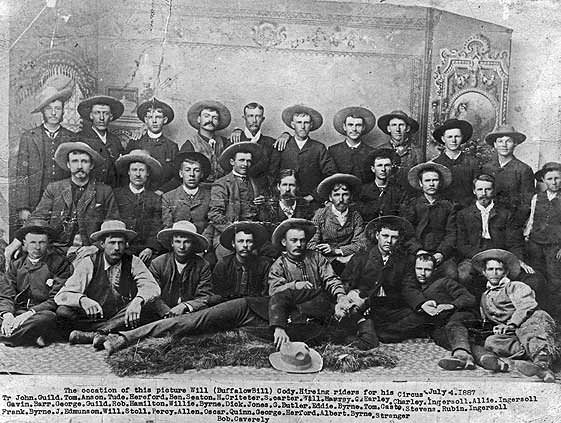 Buffalo Bill’s Cowboys. The centerpiece of Bill’s show was the cowboys. Men who worked for Bill would re-enact gunfights, using real bullets. They were sharpshooters, who had to audition to prove their skill because gunshot deaths really spoil a good show. Those cowboys made good money and traveled quite a bit, so it wasn’t a bad life.
