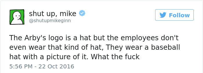 boris johnson brexit tweet - shut up, mike The Arby's logo is a hat but the employees don't even wear that kind of hat, They wear a baseball hat with a picture of it. What the fuck