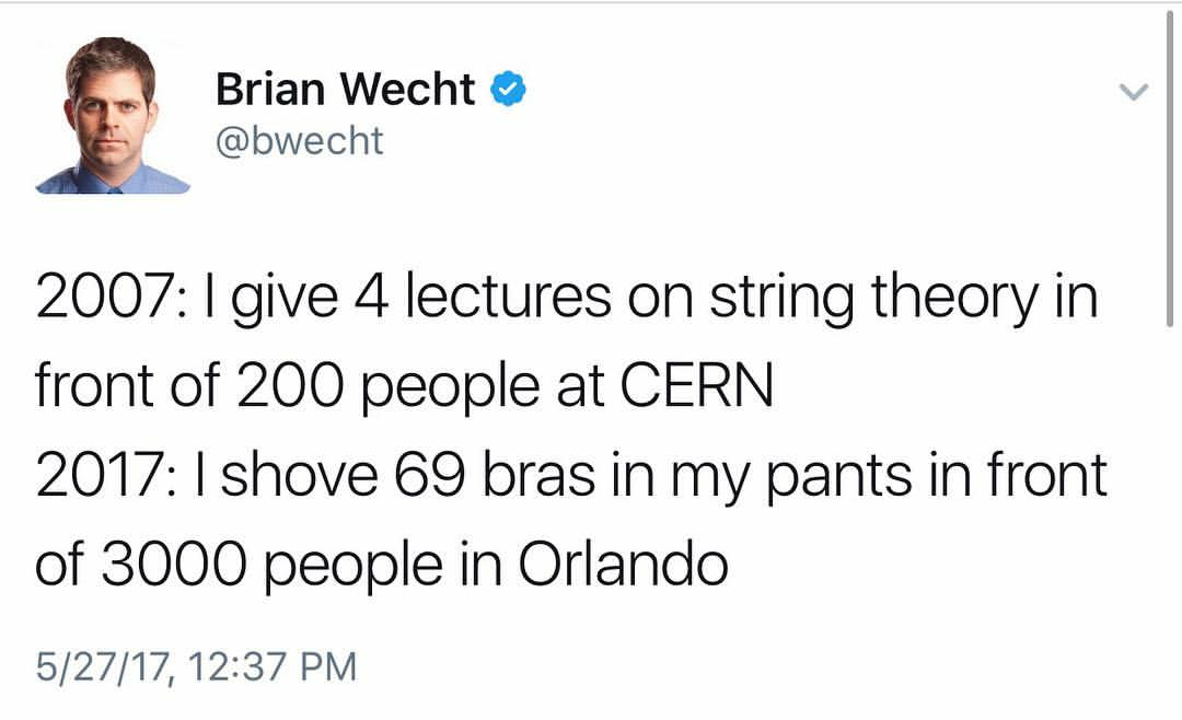 lauren jauregui best twitter - Brian Wecht 2007 I give 4 lectures on string theory in front of 200 people at Cern 2017 I shove 69 bras in my pants in front of 3000 people in Orlando 52717,