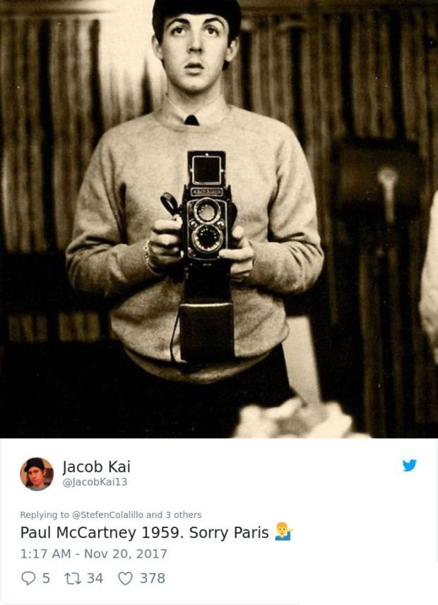 paul mccartney mirror selfie - Jacob Kai and 3 others Paul McCartney 1959. Sorry Paris Q5 22 34 378