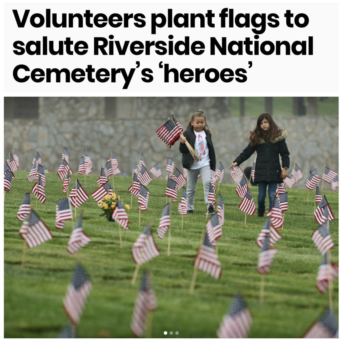 grass - Volunteers plant flags to salute Riverside National Cemetery's 'heroes' Il Go Wa