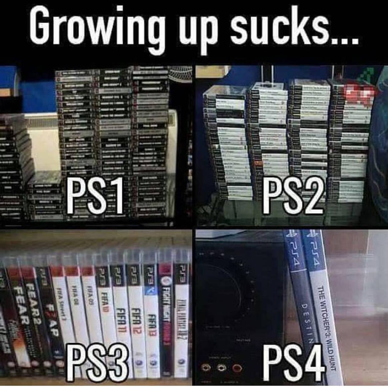 growing up sucks meme - The Witcher 3 Wild Hunt 254 Destin Vititi Otto Growing up sucks... S3P.. PS4 Fight Hightowadzi Pe Fifa 753 Fifa 12 2r3 Fifa 11 Pis Fifa 10 Fifa 09 Fifa Or Fa Street Far FEAR2 Fear Folldal