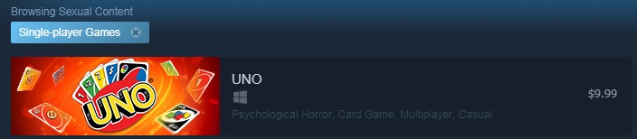 psychological horror uno steam - Browsing Sexual Content Singleplayer Games X Uno $9.99 Psychological Horror, Card Game, Multiplayer, Casual