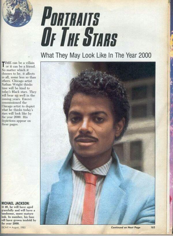 A magazine speculates what Michael Jackson will look like in the year 2000 (1985)