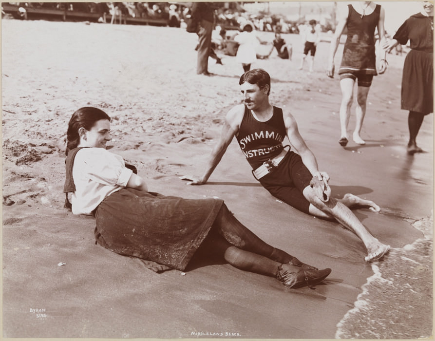 Young Nikola Tesla teaching a girl how to swim, 1900.