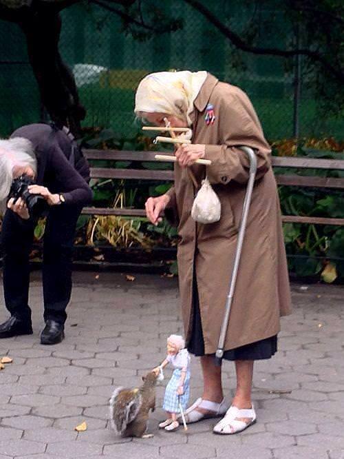 marionette feeding squirrel