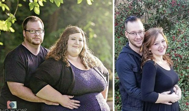 Two years ago, Lexi Reed, 26, of Terre Haute, Indiana weighed 485lbs while her husband Danny clocked in at 280lbs. Before they embarked on their weight loss journey together in January 2016, he never would have been able to pick her up with such ease.