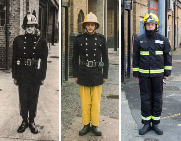 3 Generations Of Firefighters: From Left - Grandfather Colin Gunn In 1966, Father Nick Gunn In 1988 And Son Owen Gunn In 2015.