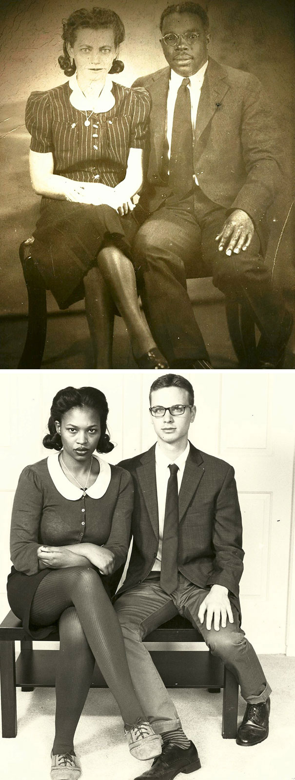 My Boyfriend And I Attempted To Recreate My Favorite Picture Of My Grandparents, This Was The Result.