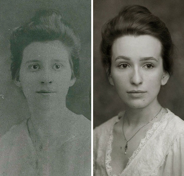 Recreated My Great-Grandmother's 1918 Portrait.
