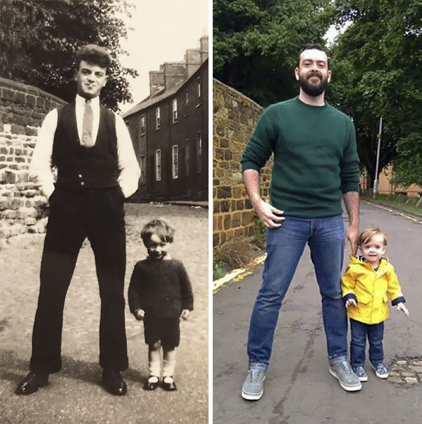 My Grandpa And My Son With Their Daddies, 82 Years Apart.
