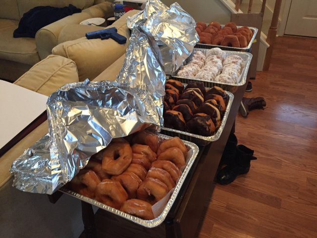 When a woman finished Police Academy  her sister sent her a bunch of donuts.