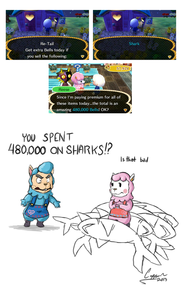 animal crossing shark - Get extra Beils today you sell the ing Rose Since I'm paying premium for all of these items today...the total is an Bok? You Spent 480,000 On Sharks!? Is that bed