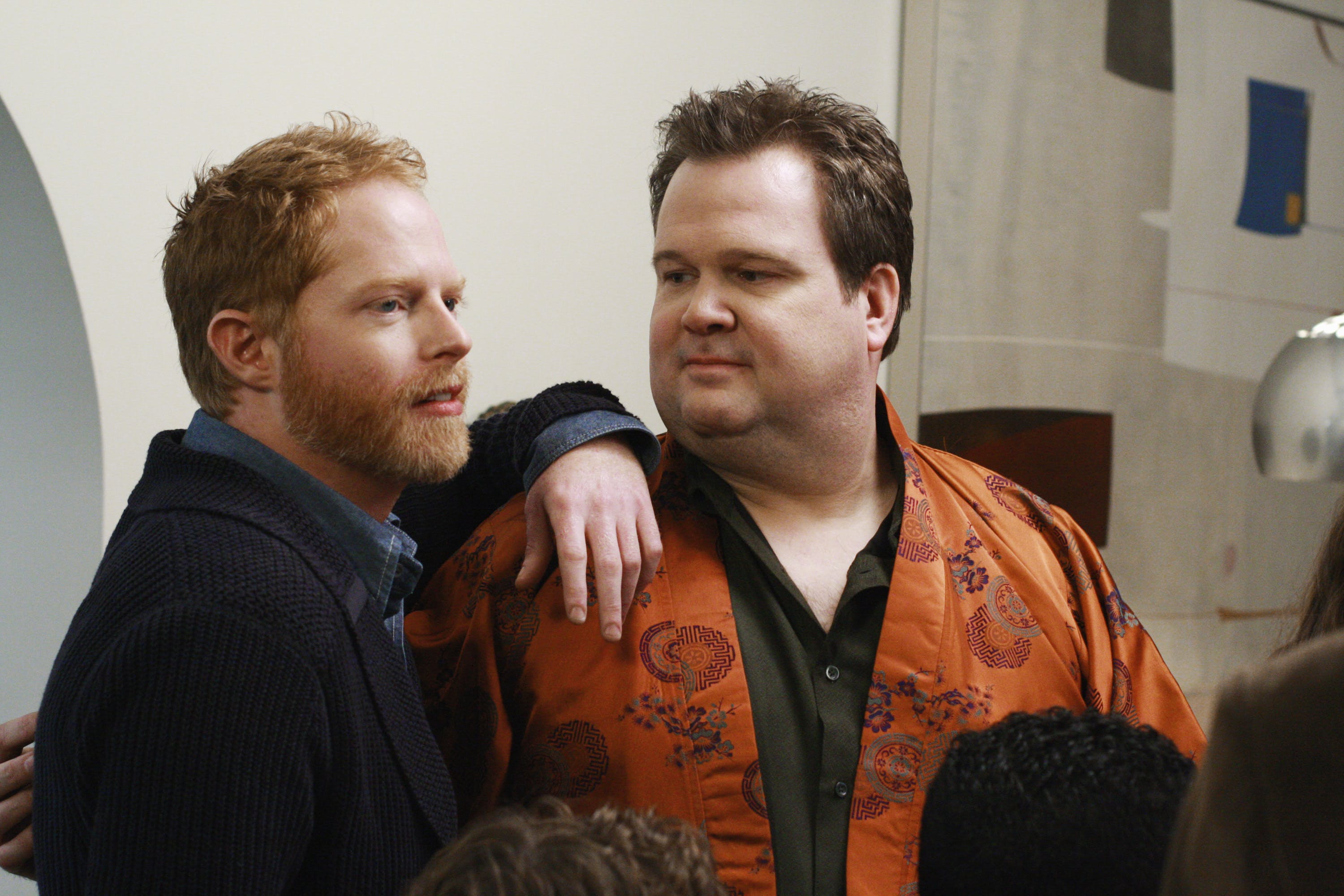 Eric Stonestreet And Jesse Tyler Ferguson. Eric Stonestreet and Jesse Tyler Ferguson are one of the reasons why Modern Family became such a popular show a few years ago. Despite the fact that Eric isn’t gay in real-life, the two manage to make their marriage look believable on-screen.

Following the first season of the show, fans noticed that Eric and Jesse were married on the show but had never actually kissed on-screen. It was said to have been because Eric was straight in real-life and he wasn’t prepared to kiss a man on-screen for the first season. It seems that Eric was finally able to get over this and the couple later went on to share a number of on-screen kisses.