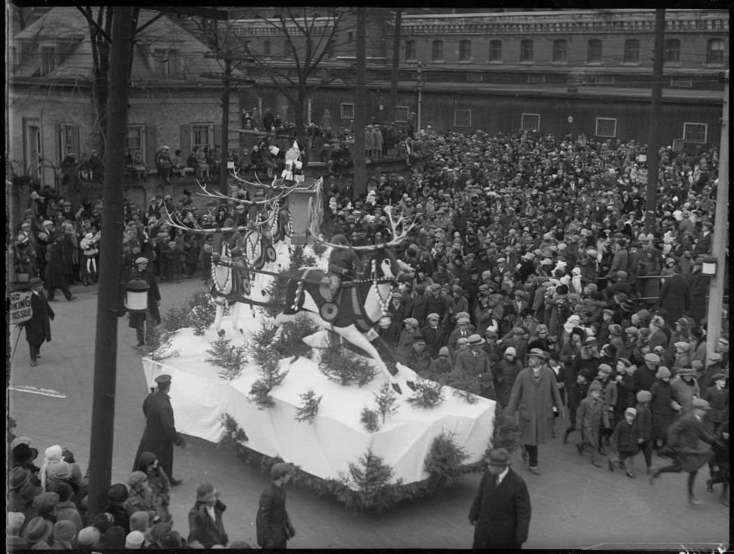 Having a Christmas parade in Toronto, Canada in 1926.