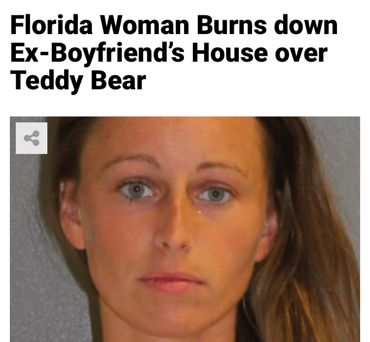 florida - Florida Woman Burns down ExBoyfriend's House over Teddy Bear