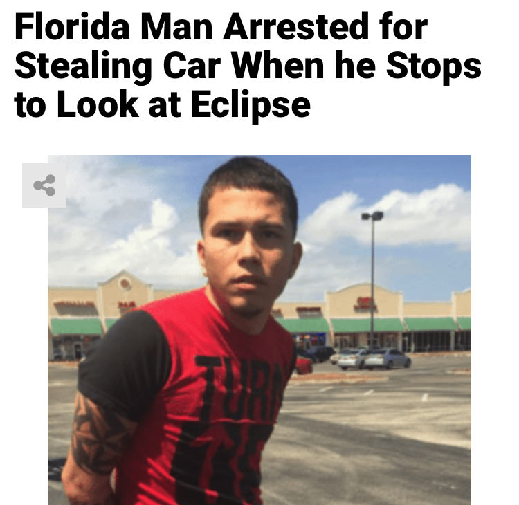 rosado eclipse - Florida Man Arrested for Stealing Car When he Stops to Look at Eclipse