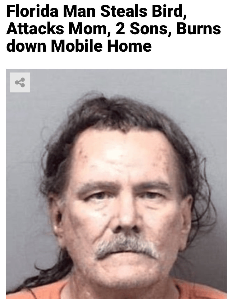 facial expression - Florida Man Steals Bird, Attacks Mom, 2 Sons, Burns down Mobile Home