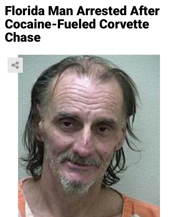 photo caption - Florida Man Arrested After CocaineFueled Corvette Chase