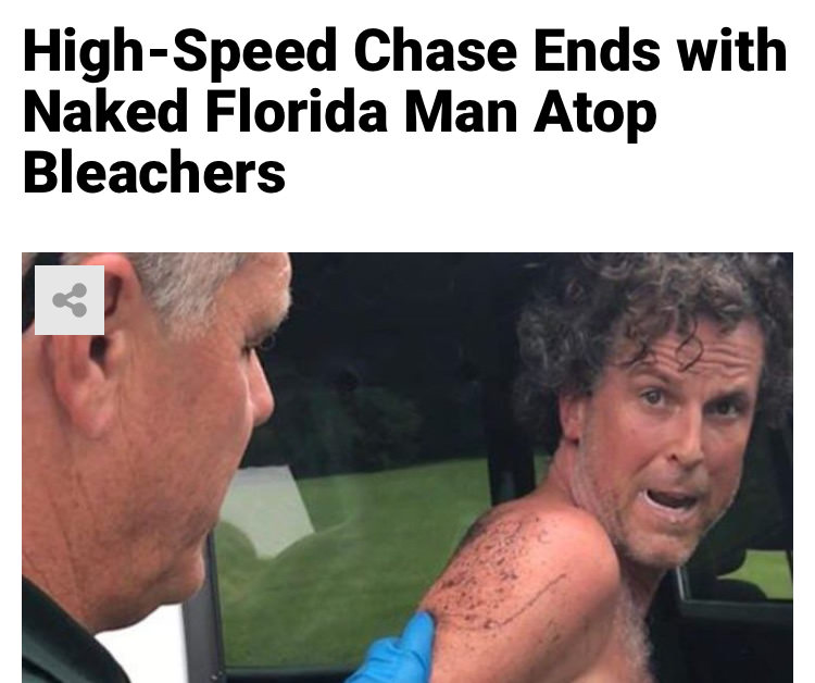 photo caption - HighSpeed Chase Ends with Naked Florida Man Atop Bleachers