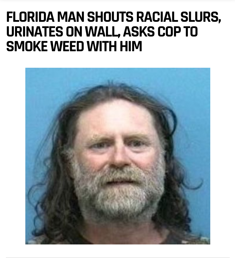 beard - Florida Man Shouts Racial Slurs, Urinates On Wall Asks Cop To Smoke Weed With Him