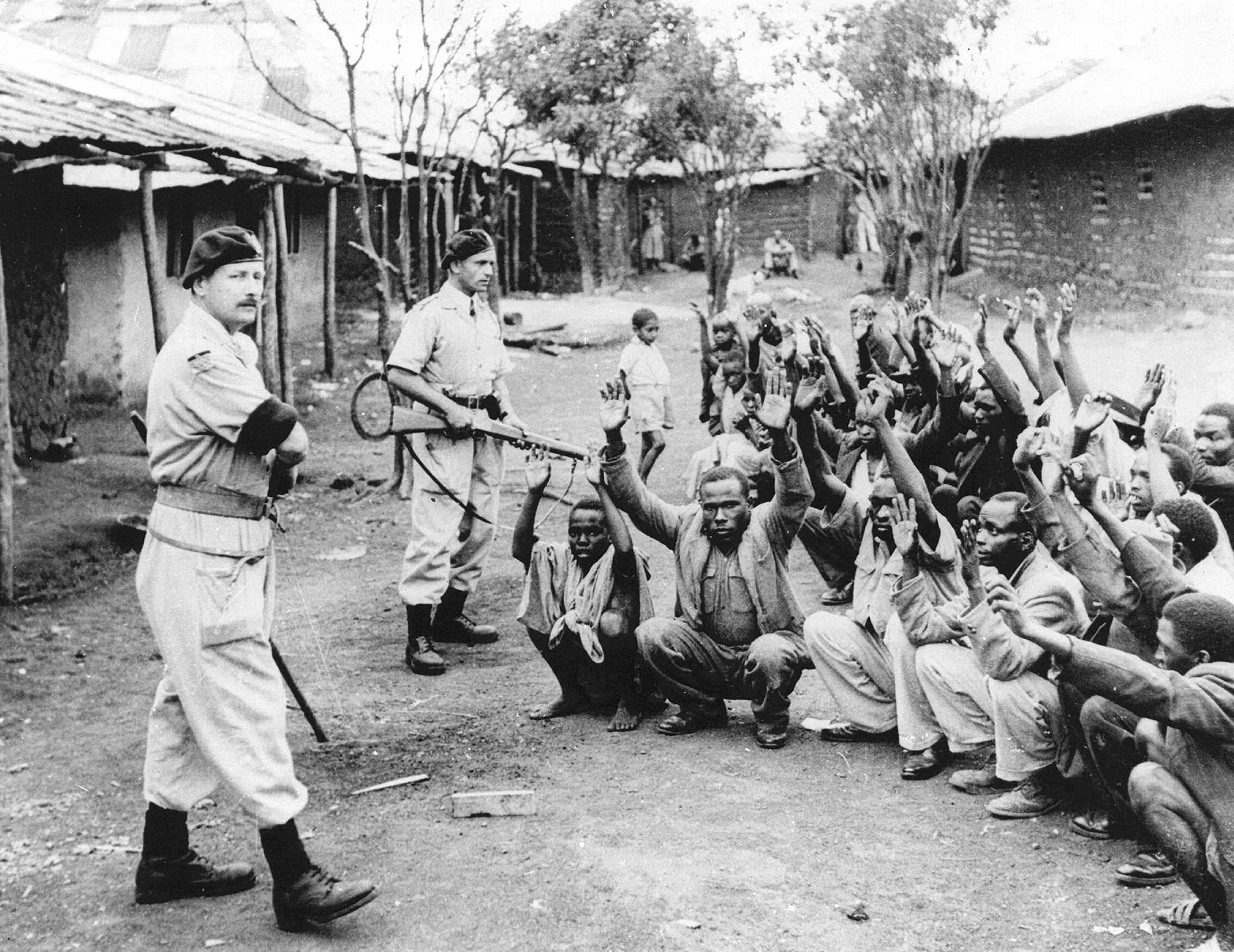 British soldiers question suspected members of the resistance in the Mau Mau Uprising in Kenya in 1955. The uprising lasted just 3 years officially, but proceeded in some capacity from 1952-1960. The Mau Mau were against British rule and the unfair treatment of some Kenyan tribes over others. The British ended up spending too much money to quell the uprising, losing support to keep the colony altogether back home by 1960. In 1963, Kenya became fully independent.