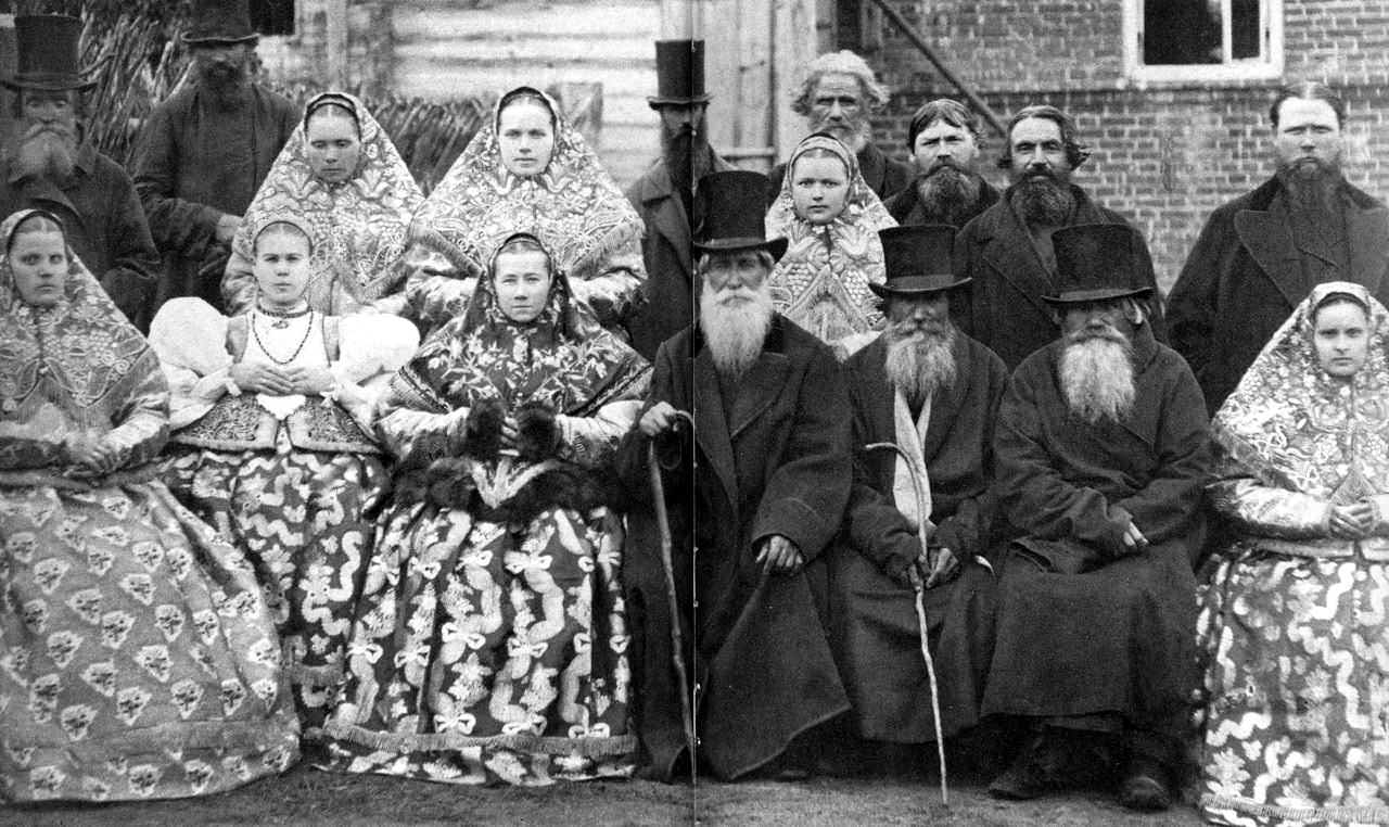 This picture shows men and women somewhere in the Southern part of the Russian empire taken in the early 1900s. Notice how the women are wearing much more traditional Slavic garments while the men all wear more modern attire.