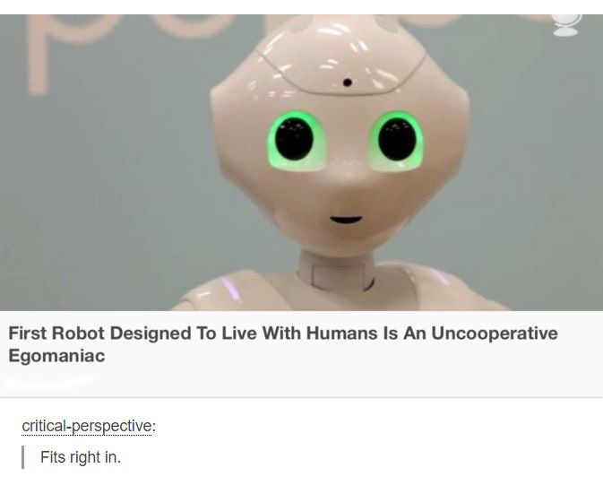 eye - First Robot Designed To Live With Humans Is An Uncooperative Egomaniac criticalperspective Fits right in