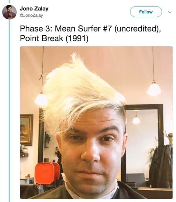 hairstyle - Jono Zalay Zalay Phase 3 Mean Surfer uncredited, Point Break 1991