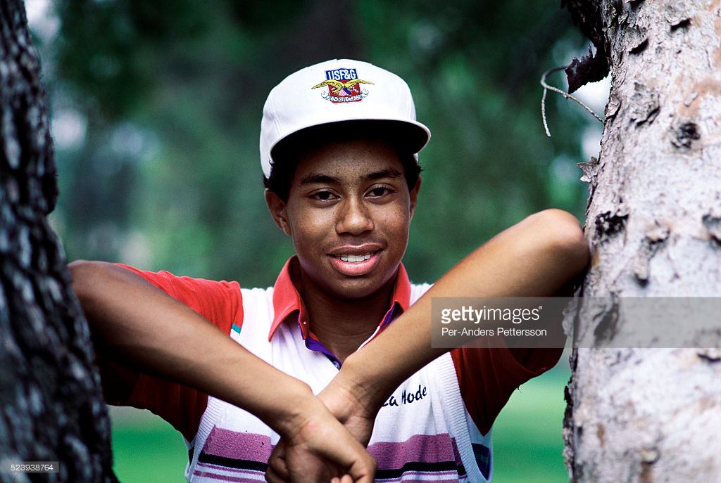 Golf player Tiger Woods practice on Griffith Park golf course as a 16-year old in 1991. Tiger Woods was born in 1975 and he won the Los Angeles Junior Championship on the Griffith Park courses in 1991.