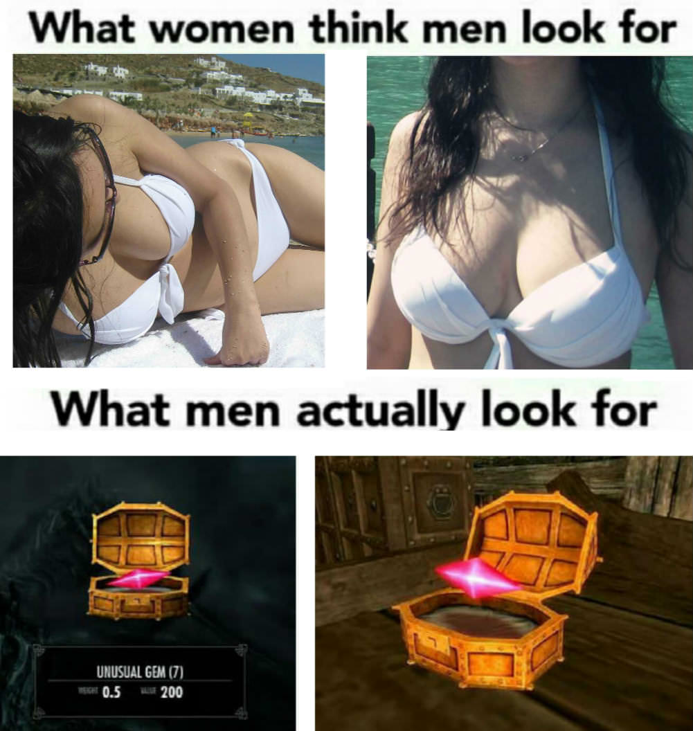 skyrim tits - What women think men look for What men actually look for Unusual Gem 7 0.5 200