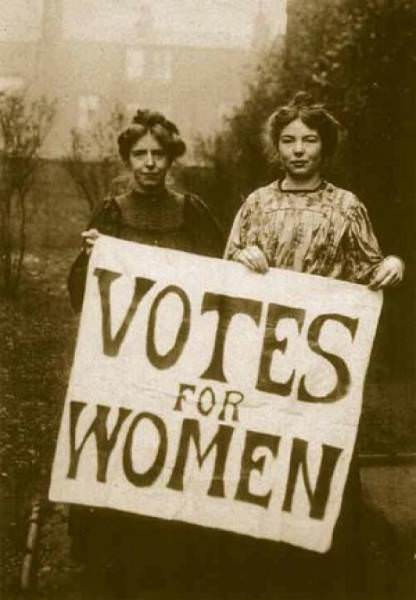 British women’s suffrage movement members struggled for the right to vote for women. (London, 1906)