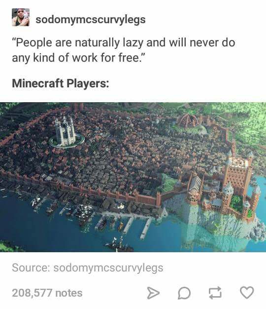 minecraft kings landing - sodomymcscurvylegs "People are naturally lazy and will never do any kind of work for free." Minecraft Players Source sodomymcscurvylegs 208,577 notes