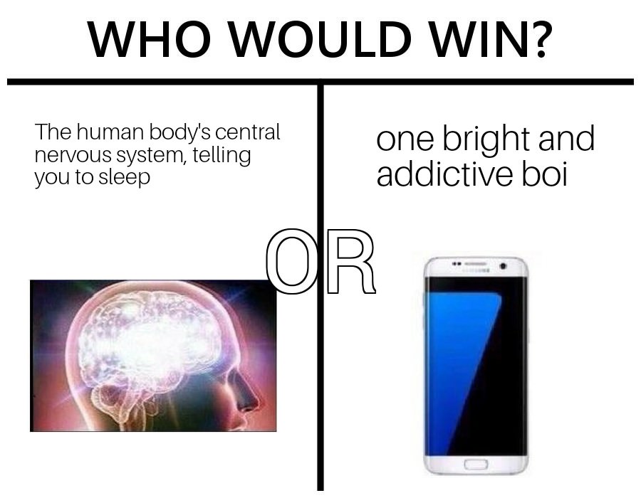 would win sleep or phone - Who Would Win? The human body's central nervous system, telling you to sleep one bright and addictive boi Or