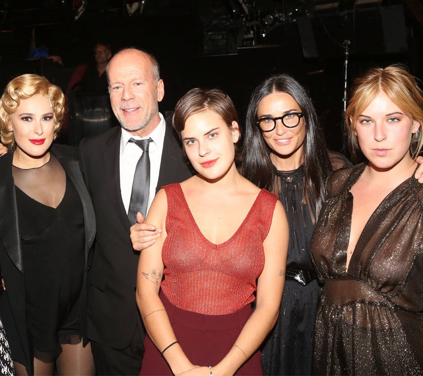 Bruce Willis with his ex-wife Demi Moore and their 3 daughters Rumer, Scout, and Tallulah Willis.