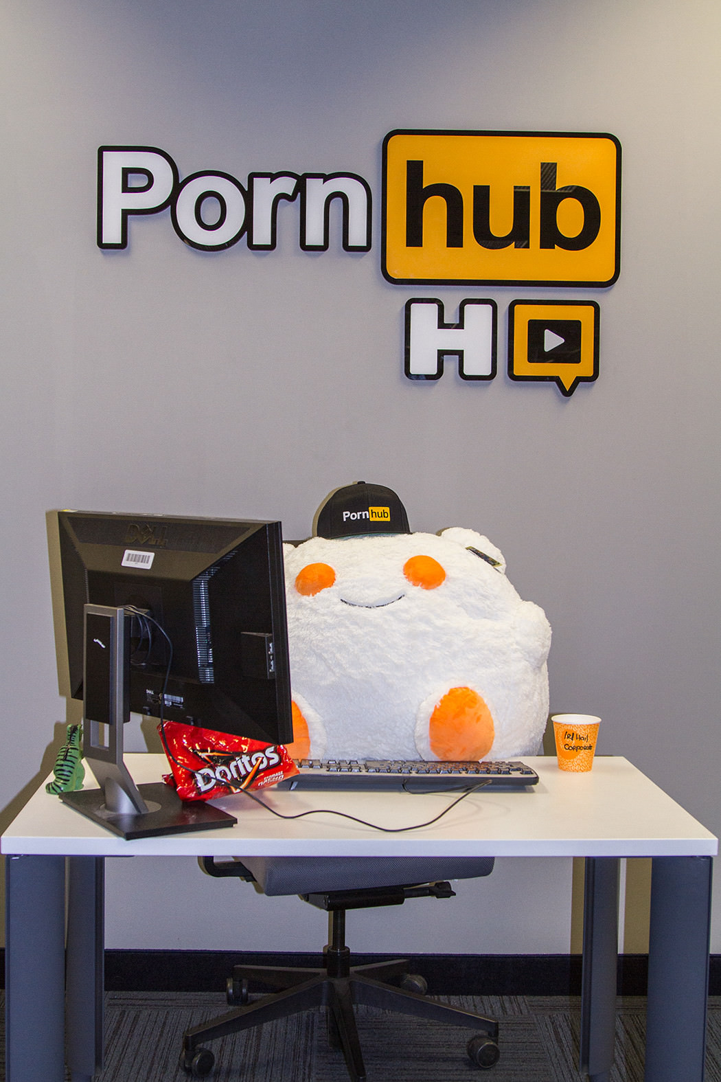 "Our new employee's desk, he's hard at work already programming the best porn features."