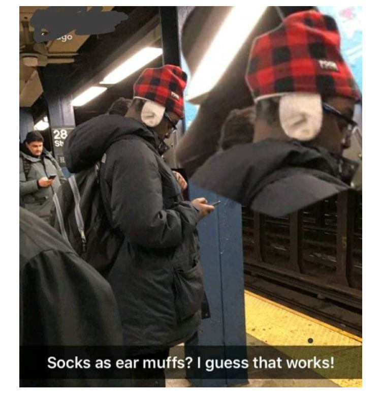 photo caption - go Socks as ear muffs? I guess that works!