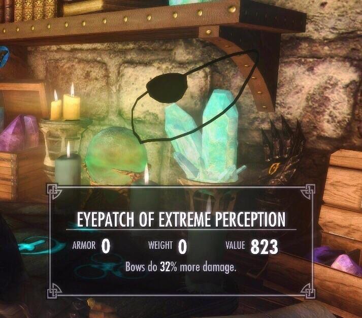 perception skyrim - Eyepatch Of Extreme Perception Armor Weight Value 823 Bows do 32% more damage.