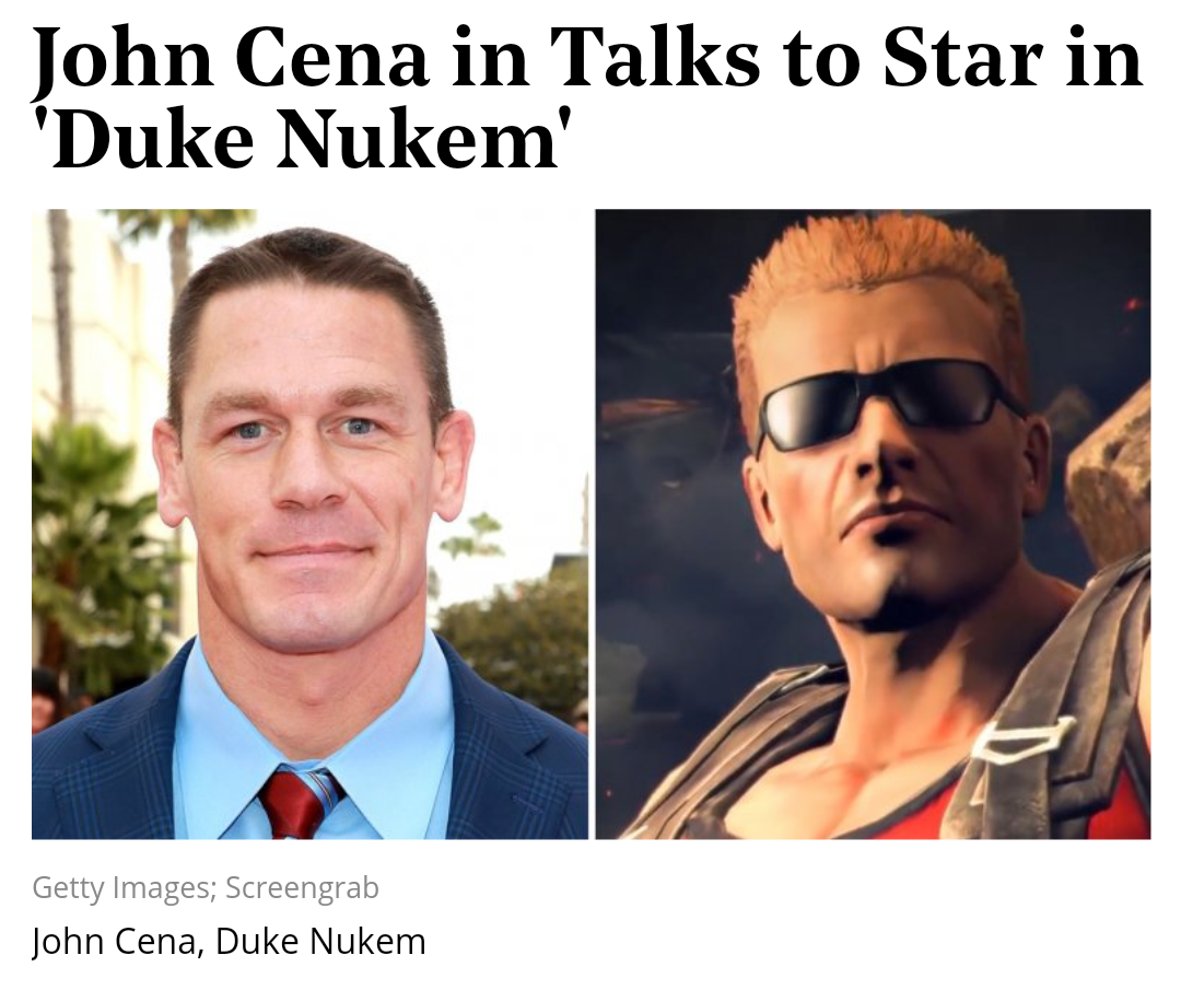 find us on facebook icon - John Cena in Talks to Star in "Duke Nukem Getty Images Screengrab John Cena, Duke Nukem