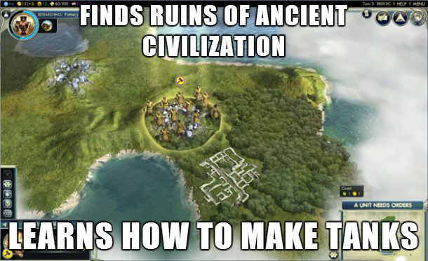 civilization v logic - Rok I Hepi Menu O Finds Ruins Of Ancient 900 Civilization A Unit Needs Orders Learns How To Make Tanks
