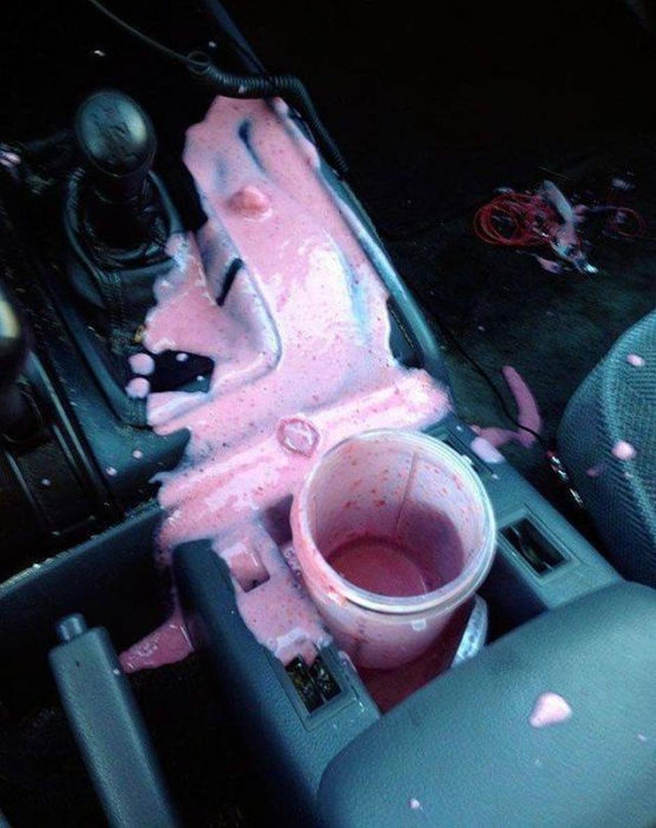 bad luck spilled milkshake in car
