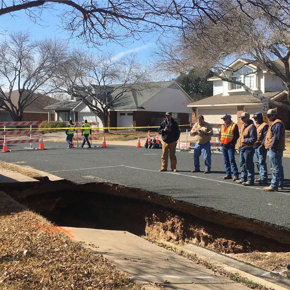 The roof of the cave collapsed on the 8400 block of Cambria Road in Williamson County, leaving 10 homes in the Brushy Creek neighborhood without water.

Barriers have been put up around the sinkhole, and many photos of the sinkhole and cave have now surfaced on social media.