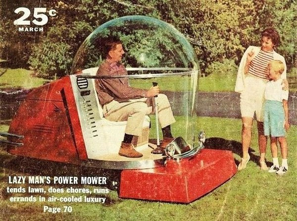 Air-conditioned lawnmower, 1961.