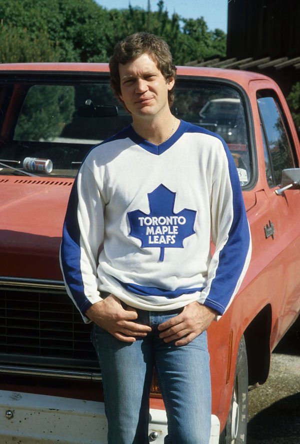 David Letterman in front of his pickup truck that he lived out of when he first moved to California (1978)