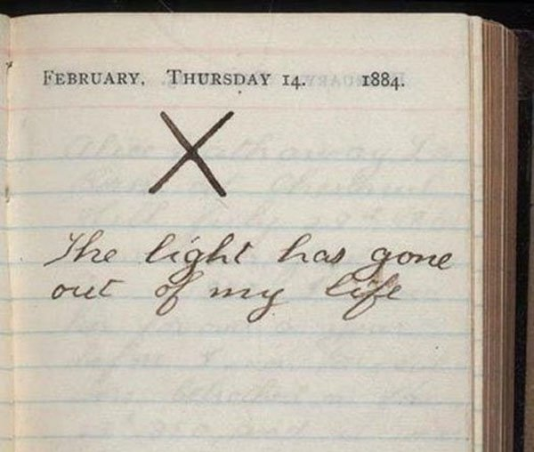 Teddy Roosevelt’s diary entry from the day his wife died.
