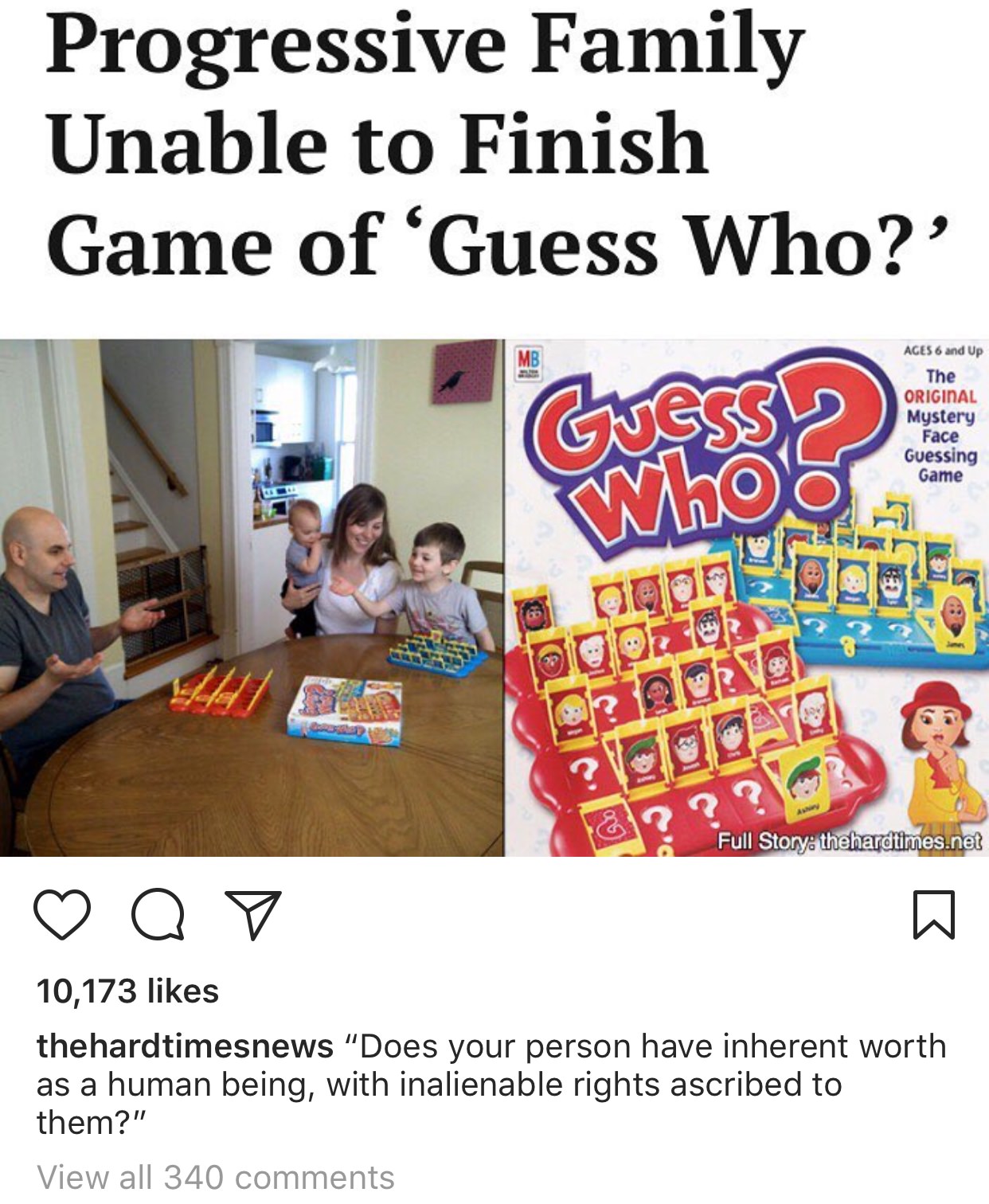 learning - Progressive Family Unable to Finish Game of Guess Who?' Guess Whoo Ages 6 and Up The Original Mystery Face Guessing Game Say Full Story thehardtimes.net a w 10,173 thehardtimesnews "Does your person have inherent worth as a human being, with in