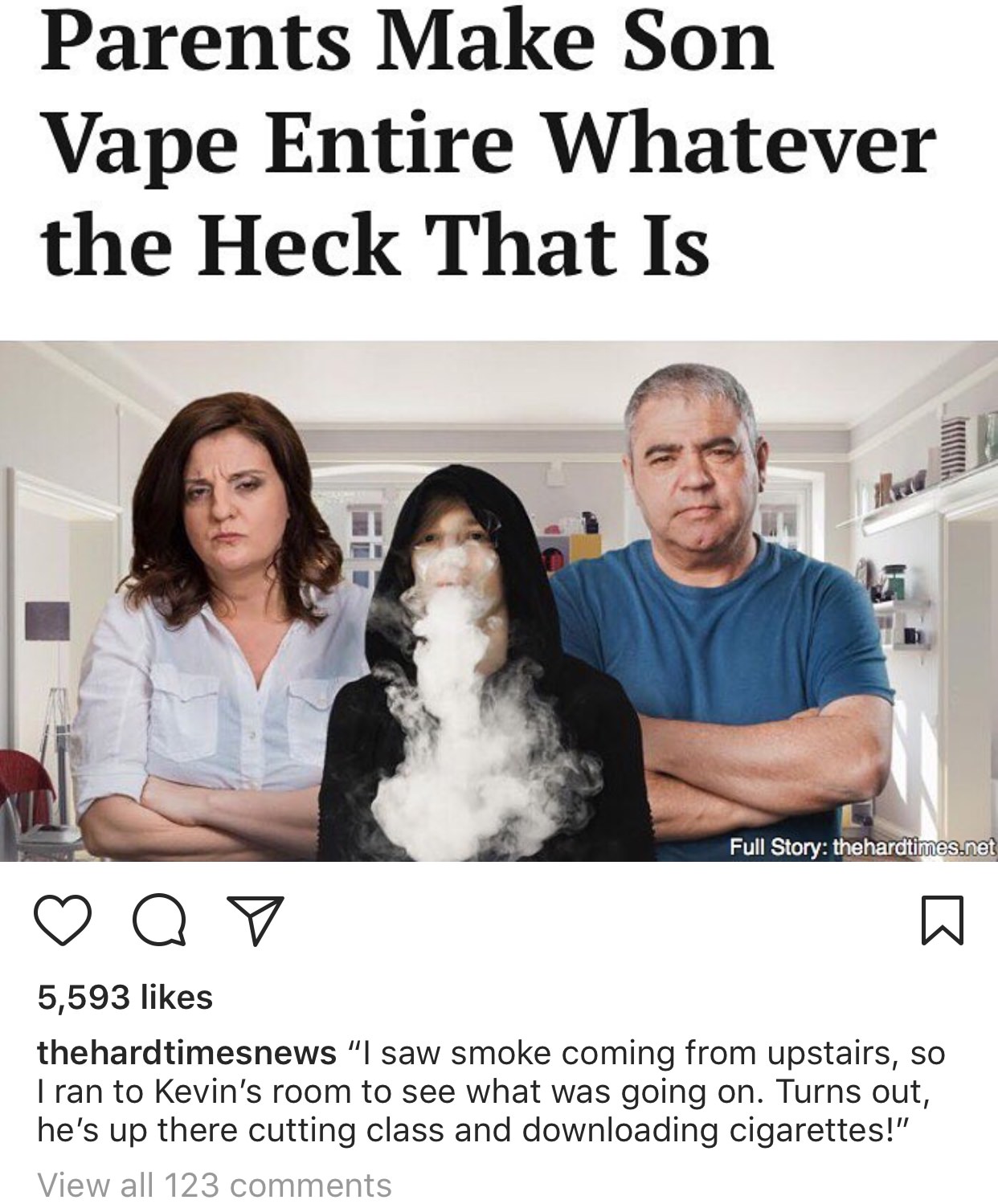 alexandra health - Parents Make Son Vape Entire Whatever the Heck That Is Full Story thehardtimes.net ao 5,593 thehardtimesnews I saw smoke coming from upstairs, so I ran to Kevin's room to see what was going on. Turns out, he's up there cutting class and