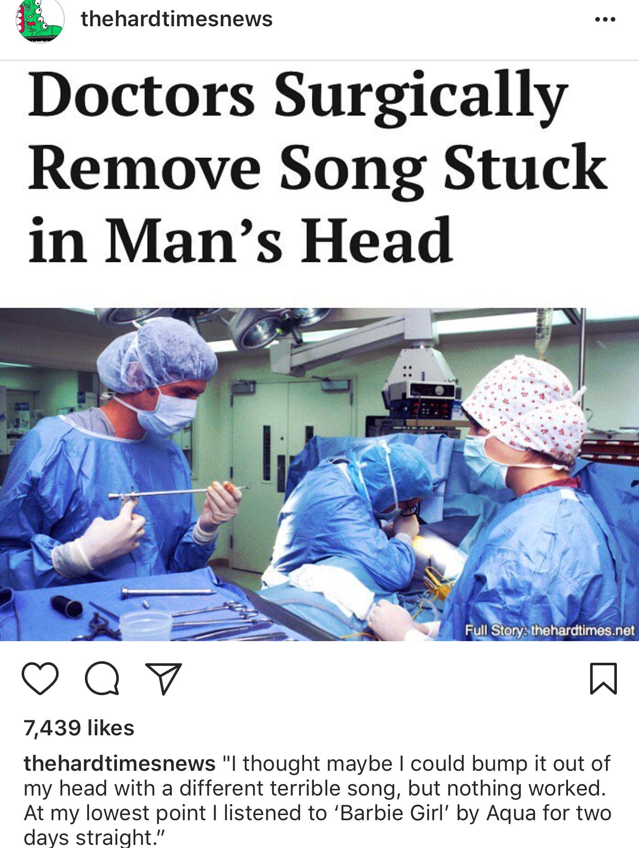 operating room orthopedic surgery - 882 thehardtimesnews Doctors Surgically Remove Song Stuck in Man's Head Full Story thehardtimes.net a 7,439 thehardtimesnews "I thought maybe I could bump it out of my head with a different terrible song, but nothing wo